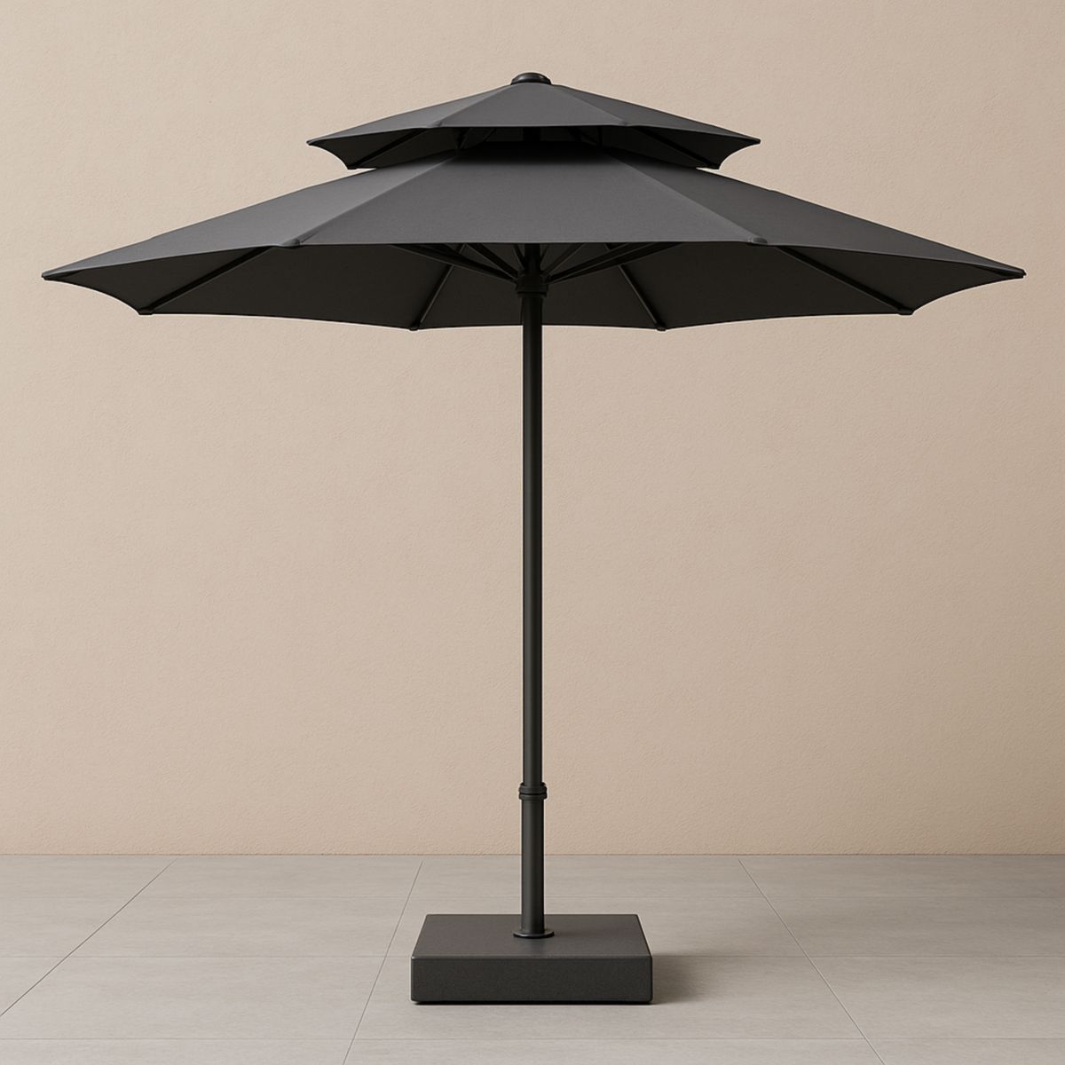 Hageparasoll med dobbel baldakin Antrasitt 300 cm