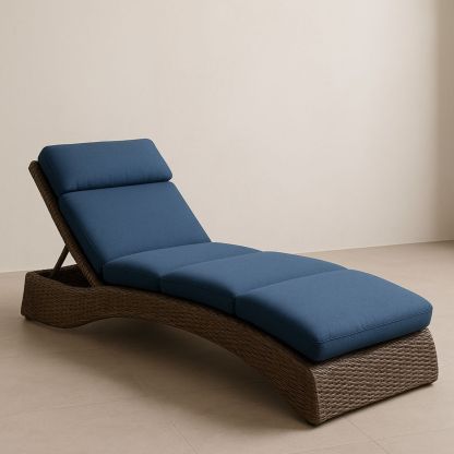 Solseng i blått med syntetisk kurv, 200x70x40 cm, med justerbar rygg