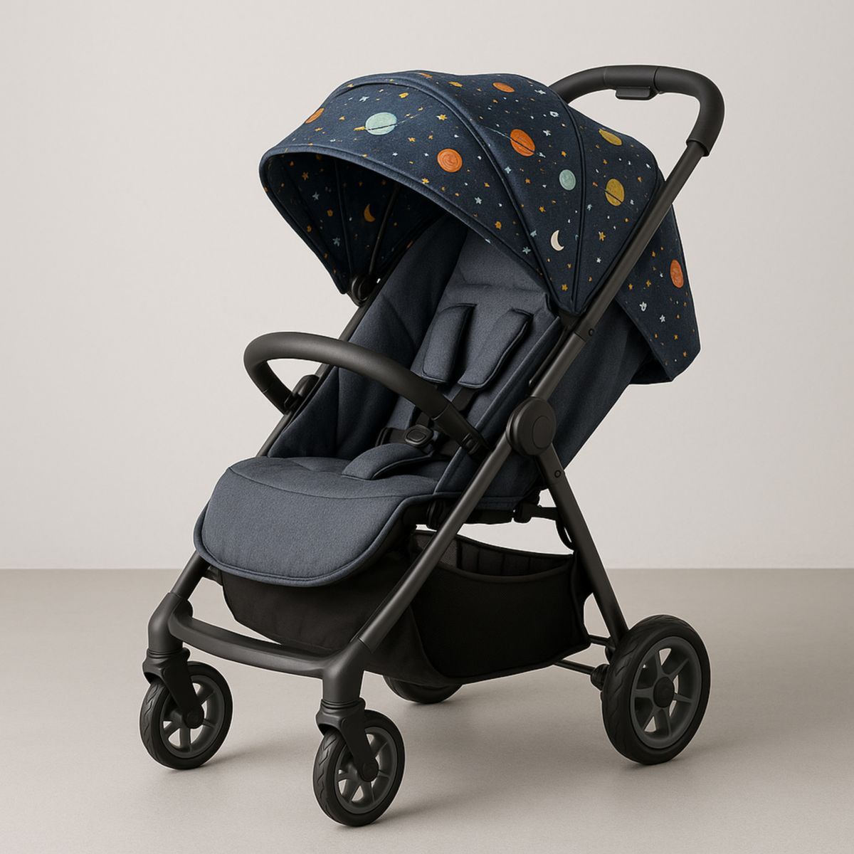 Barnevogn med planeter mønster Justerbart sete Blå 70cm x 50cm x 100cm