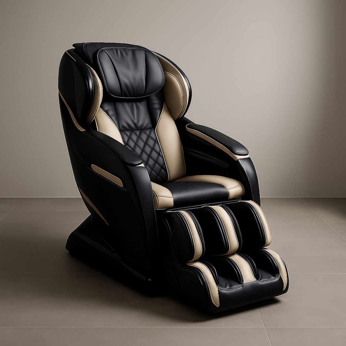 Massasjestol med PU-skinn Sort/Beige 150x75x120 cm