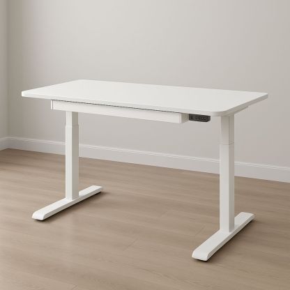 Elektrisk justerbart skrivebord rektangulær 140x70 cm laminat hvit