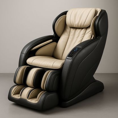 Massasjestol med PU Skinn Beige/Svart Full Kropp Massasjemodus 120x75x105 cm