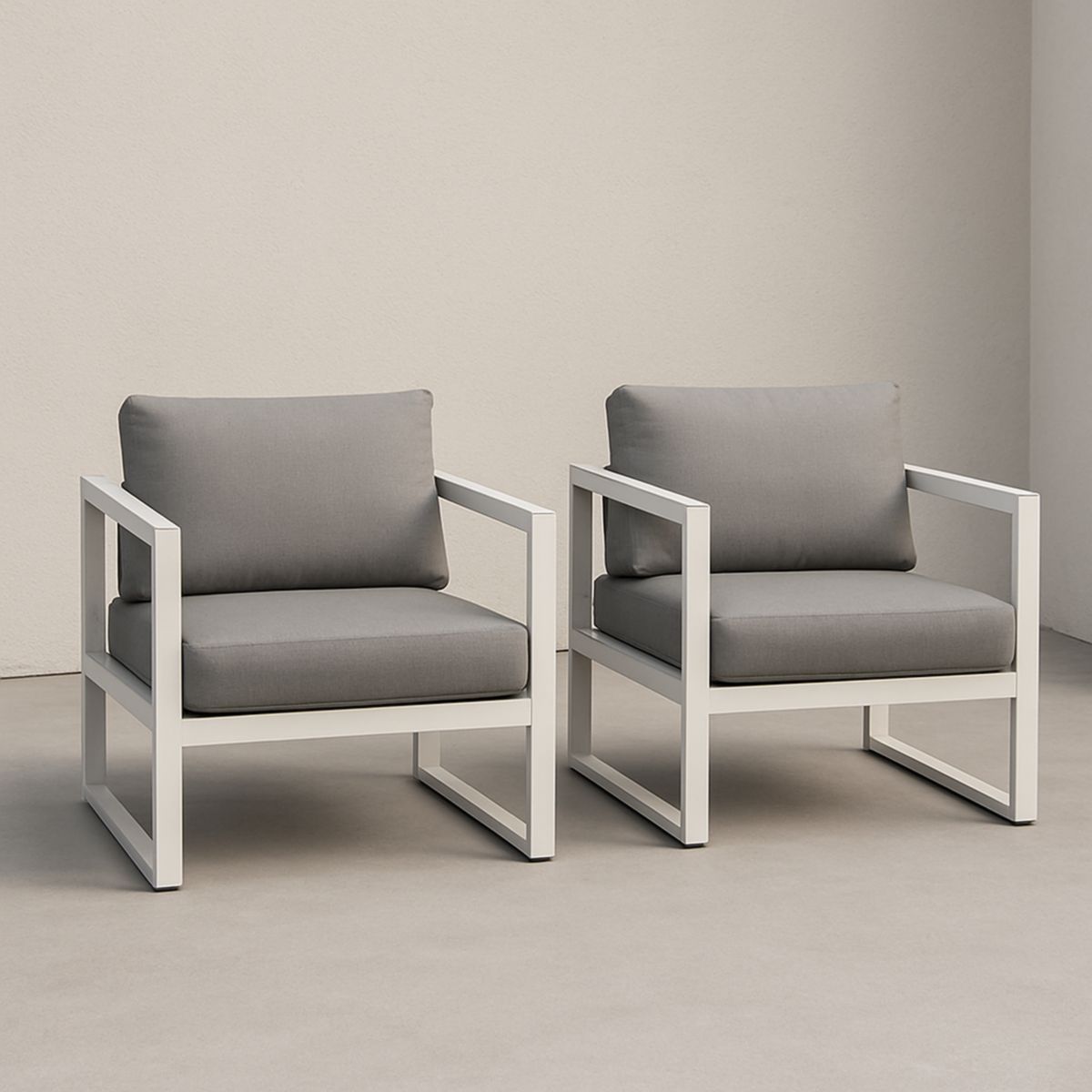 Utemøbler Stol Sett Aluminium Ramme Grå Polyester Pute 72x70x70 cm