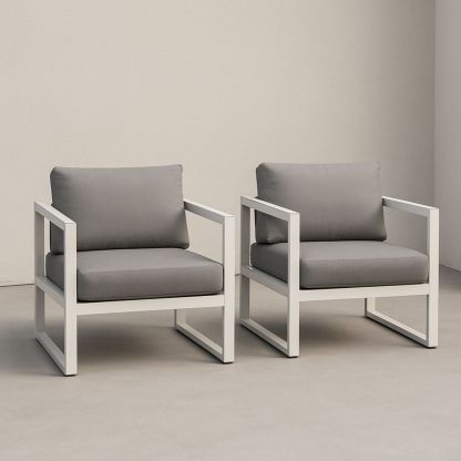 Utemøbler Stol Sett Aluminium Ramme Grå Polyester Pute 72x70x70 cm
