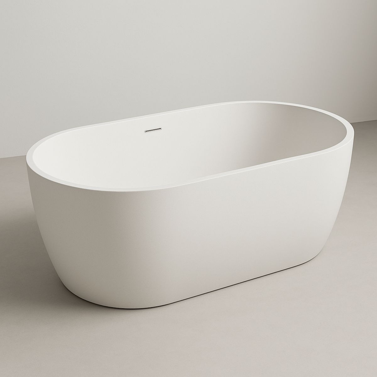 Frittstående badekar oval 170 cm akryl hvit