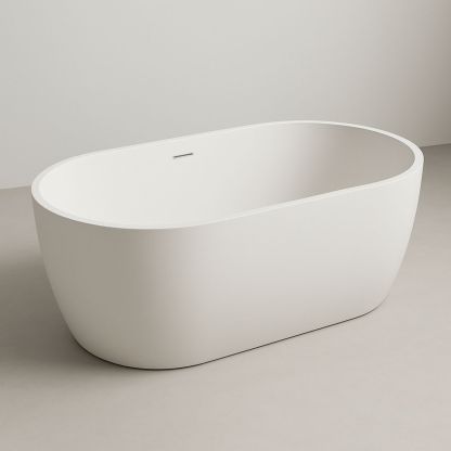 Frittstående badekar oval 170 cm akryl hvit