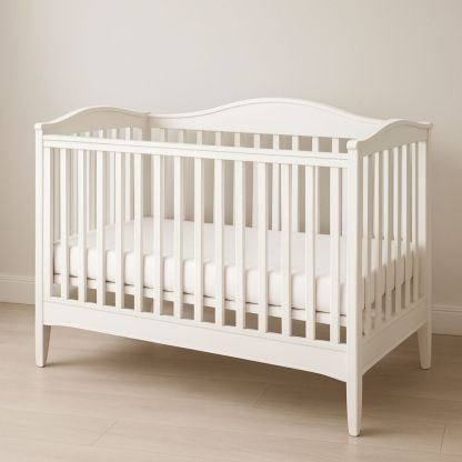 Hvit barneseng i tre med justerbar høyde 120x60 cm EN 716