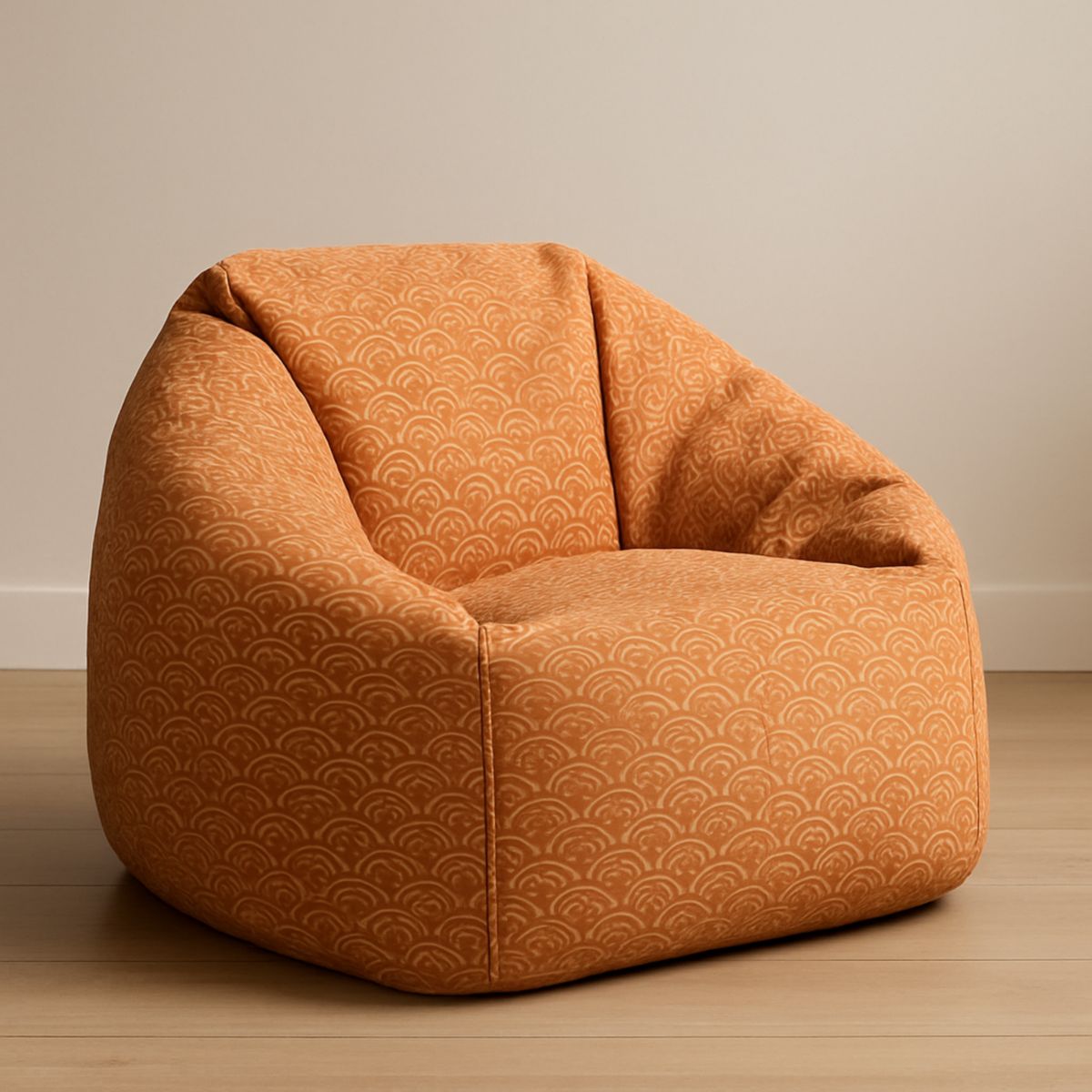 Sakkosekk Stol Polyester Bølget Mønster Oransje H65xB90xD90 cm