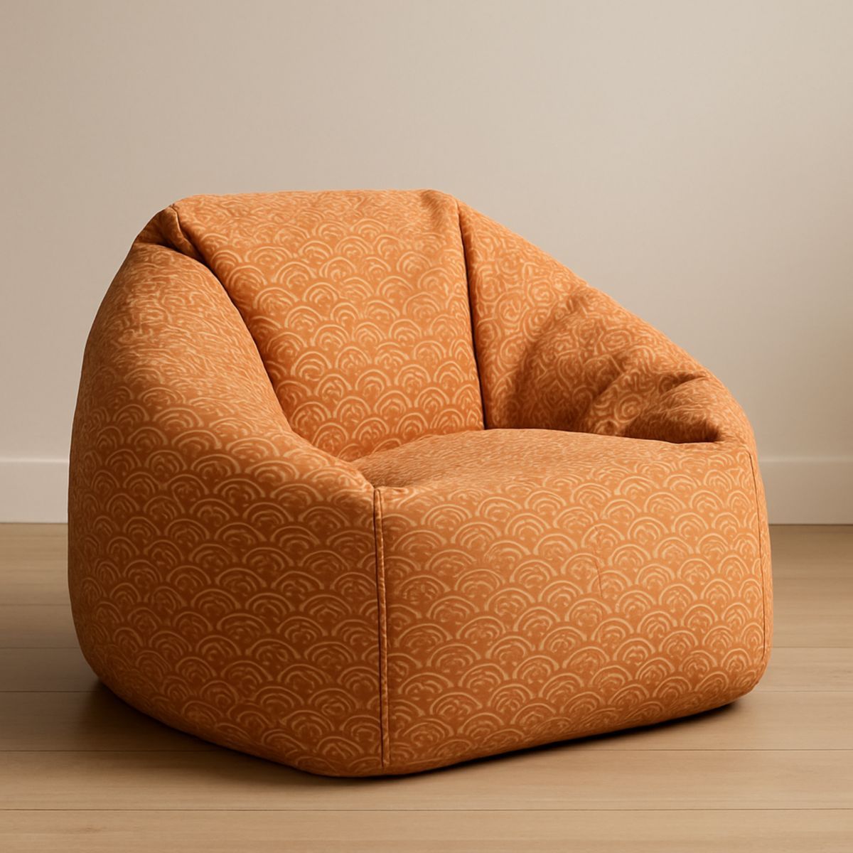 Sakkosekk Stol Polyester Bølget Mønster Oransje H65xB90xD90 cm