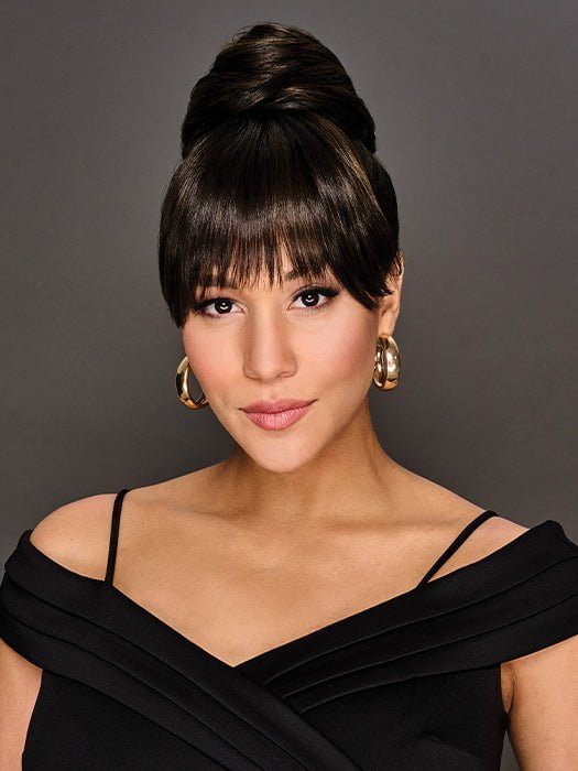 Trendy Fringe & Bun | Synthetic Hair Wrap-Lelony