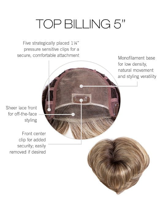 Top Billing 5" | Synthetic Lace Front Hair Topper (Mono Top)-Lelony
