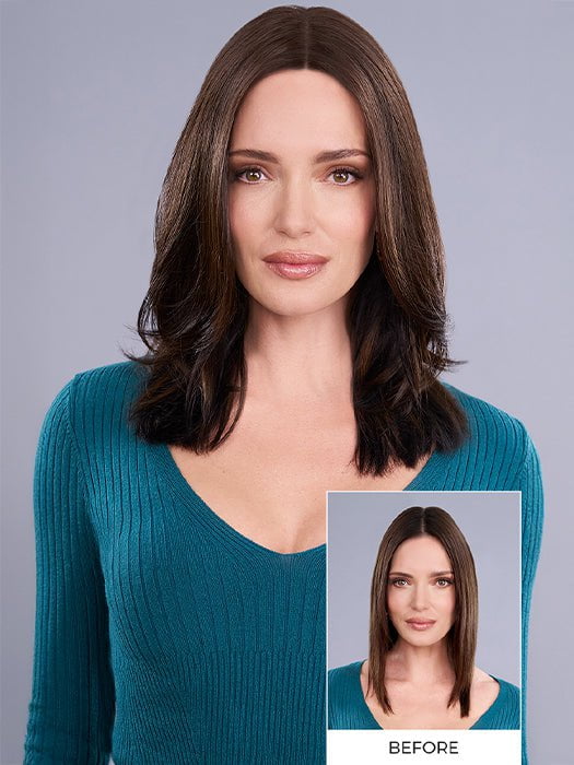 Top Trend Lace Straight 14" | Synthetic Lace Front Hair Topper (Mono Top)-Lelony