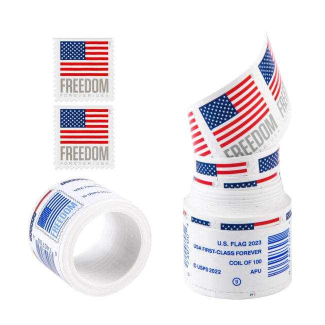 US Flag Forever Stamps Coil of 1 Roll=100 stamps 【Free Shipping】 Limited Stock!