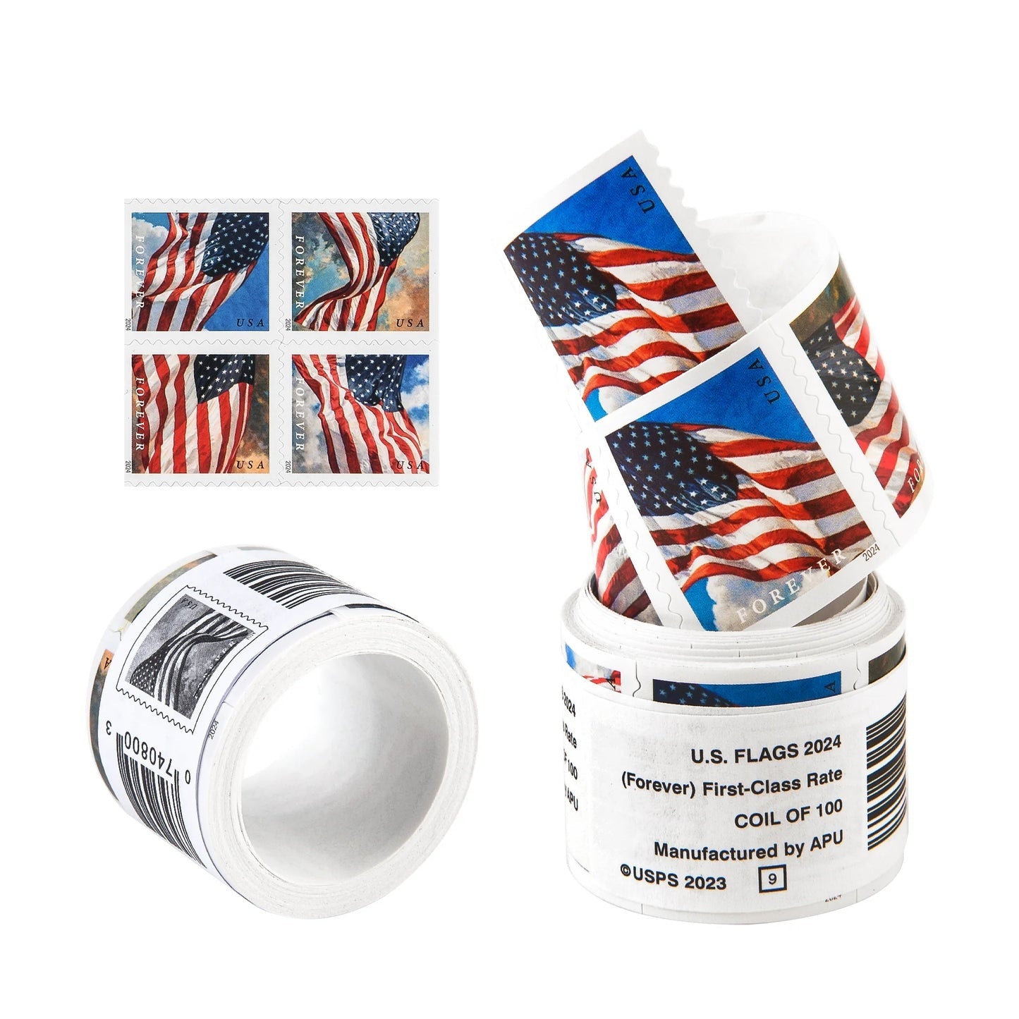 US Flag Forever Stamps Coil of 1 Roll=100 stamps 【Free Shipping】 Limited Stock!