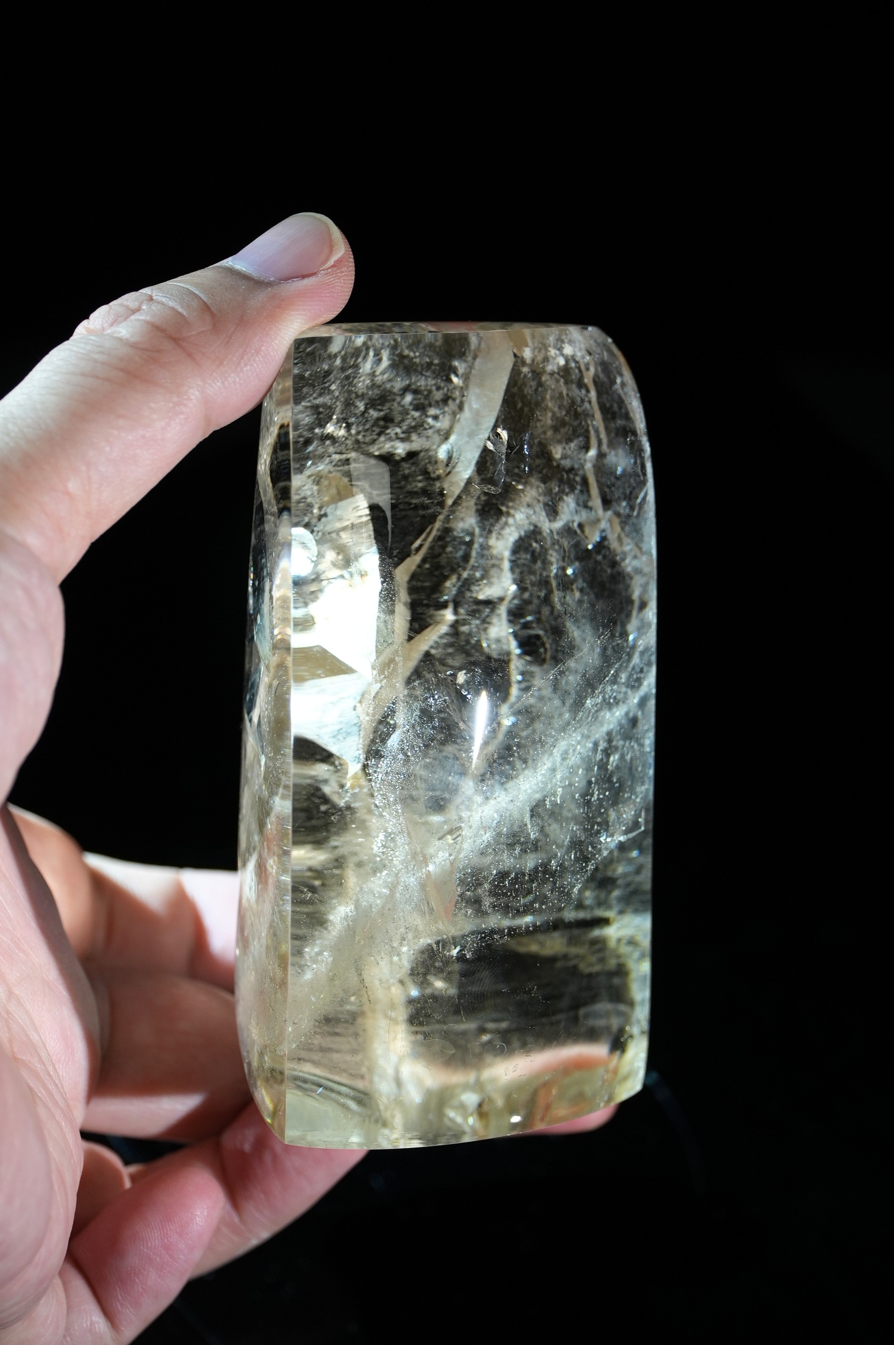 Pale yellow crystal rough stone