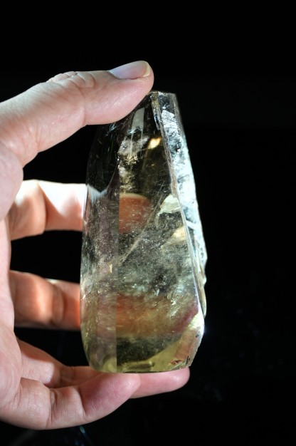 Pale yellow crystal rough stone