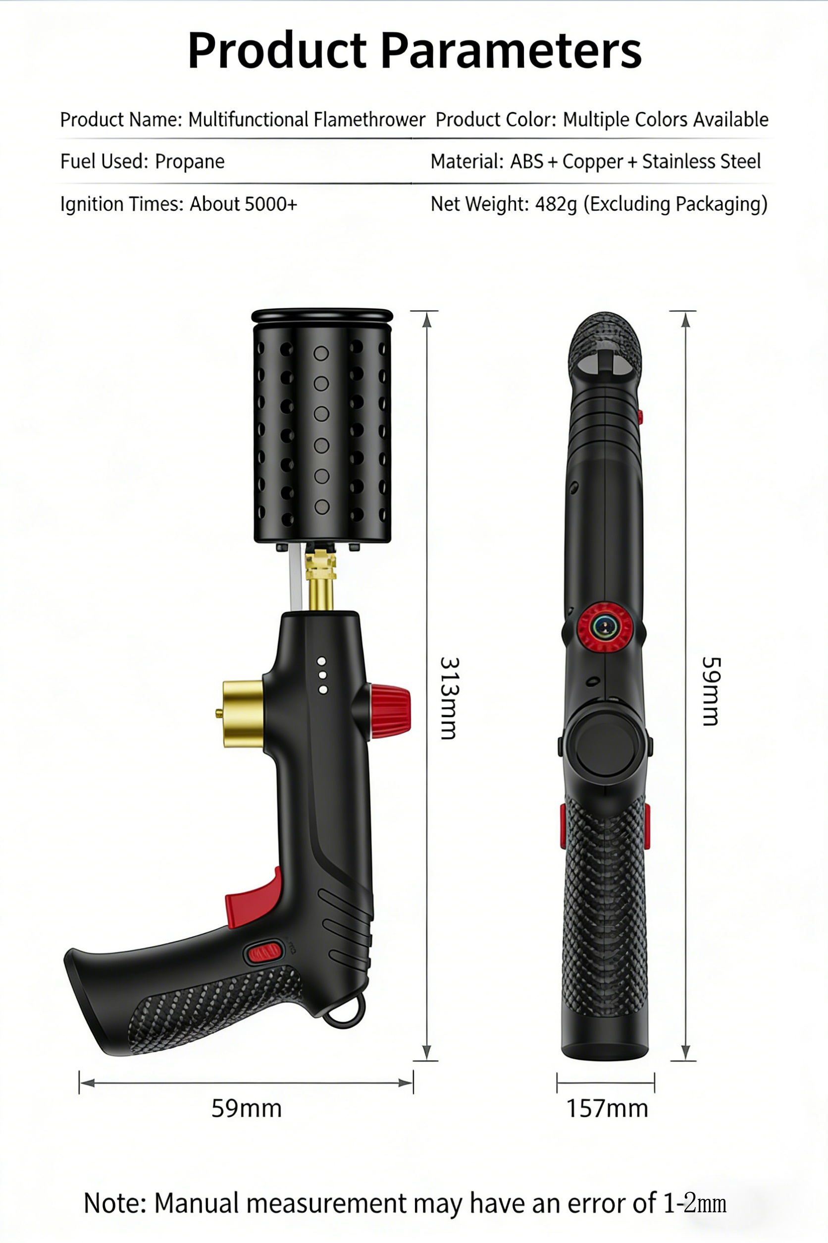 Powerful Propane Torch Gun - Instant Max Fire for Cooking & Outdoor Use