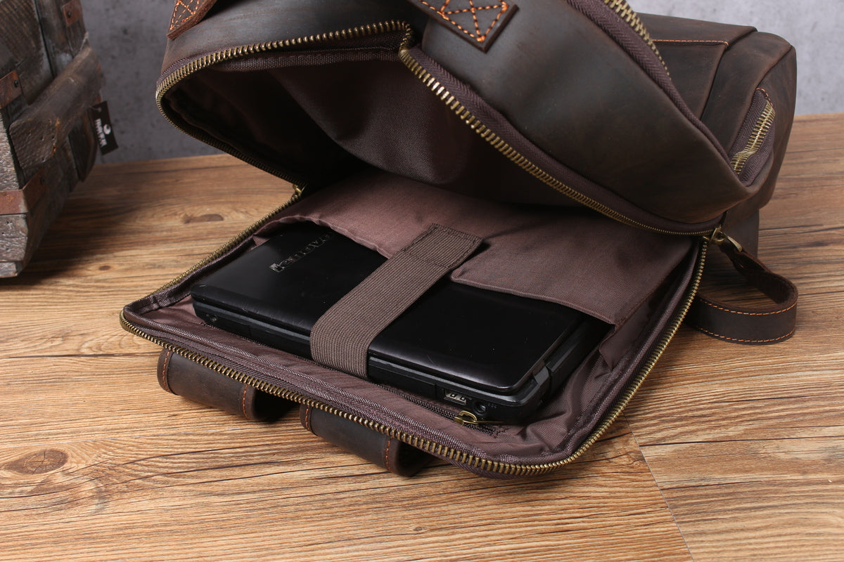 large leather carry on laptop bag