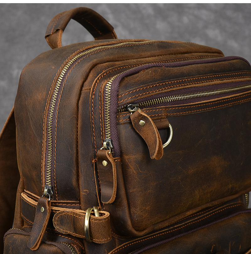 handmade vintage style Brown Leather school bag