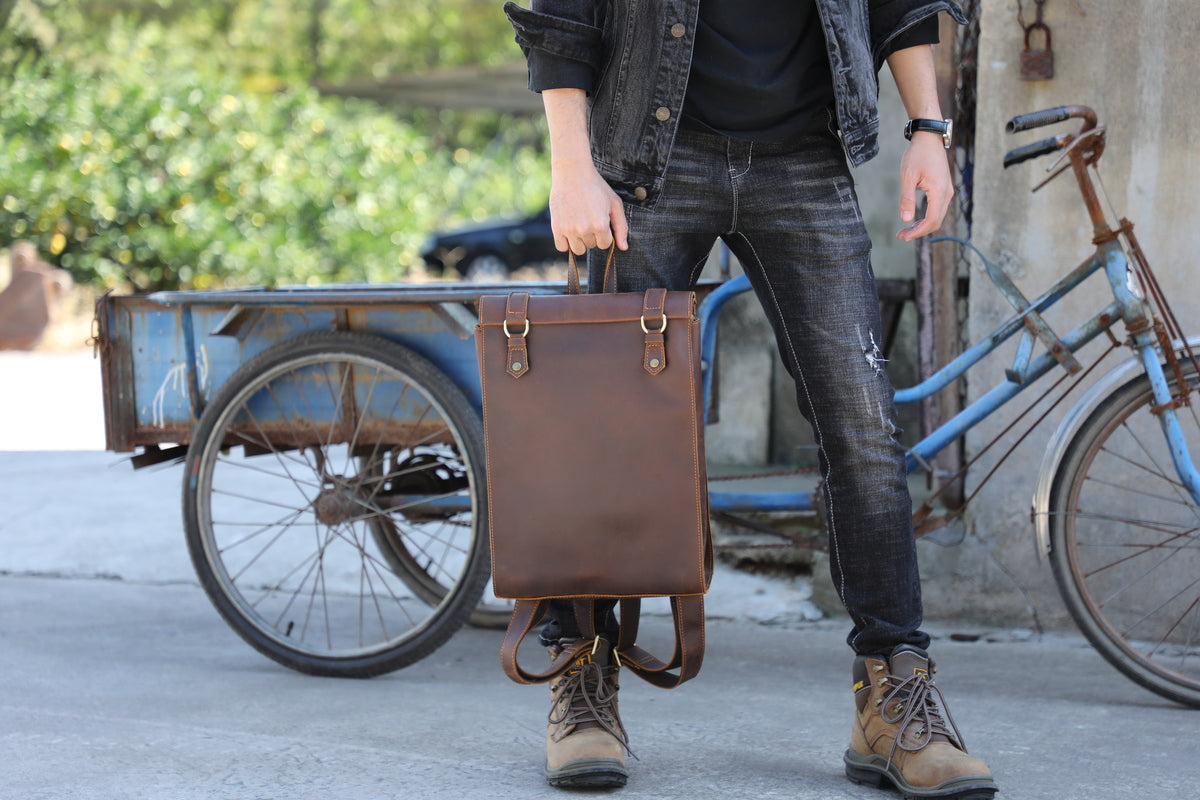 leather travel backpack