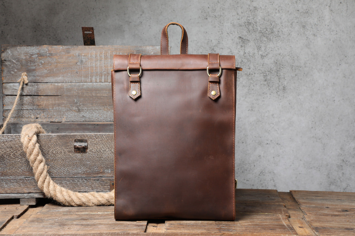 full grain leather backpack