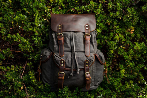 canvas and leather backpack