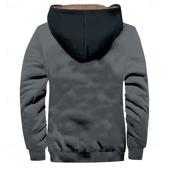 Men's Cowboy Fleece Hoodies Sweatshirt Outerwear Hooded Sweatshirt Hooded Fashion 3D Print Holiday Streetwear Blue Brown Zipper Pocket Fall Winter Designer