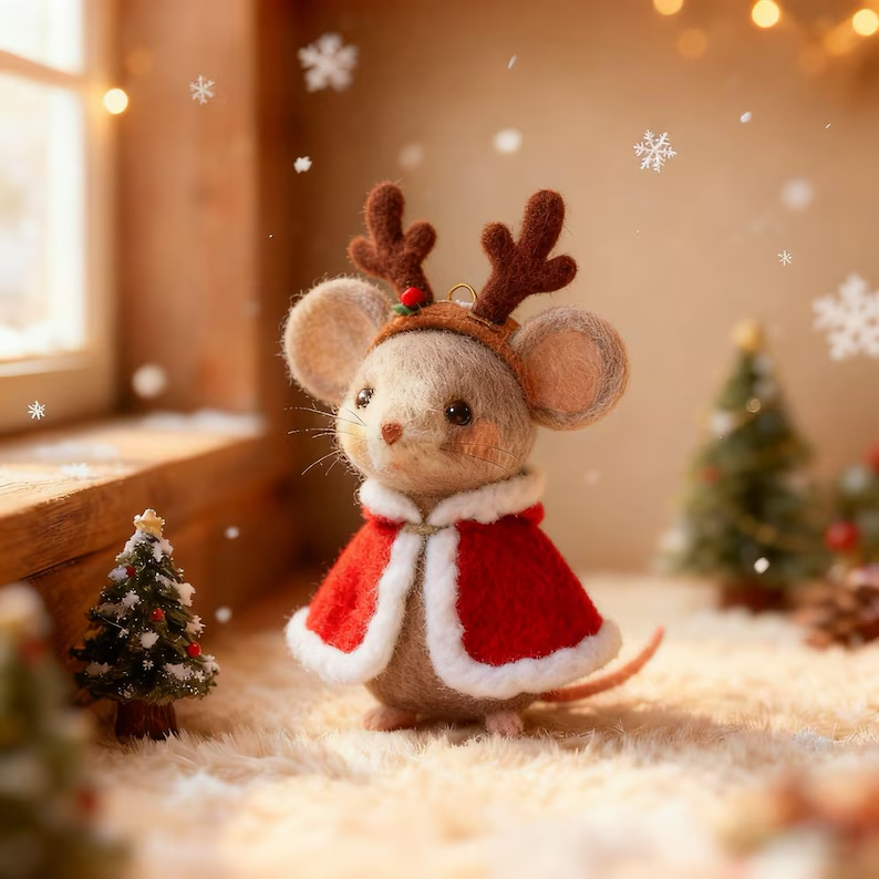 🐭Handcrafted Felt Christmas Mice