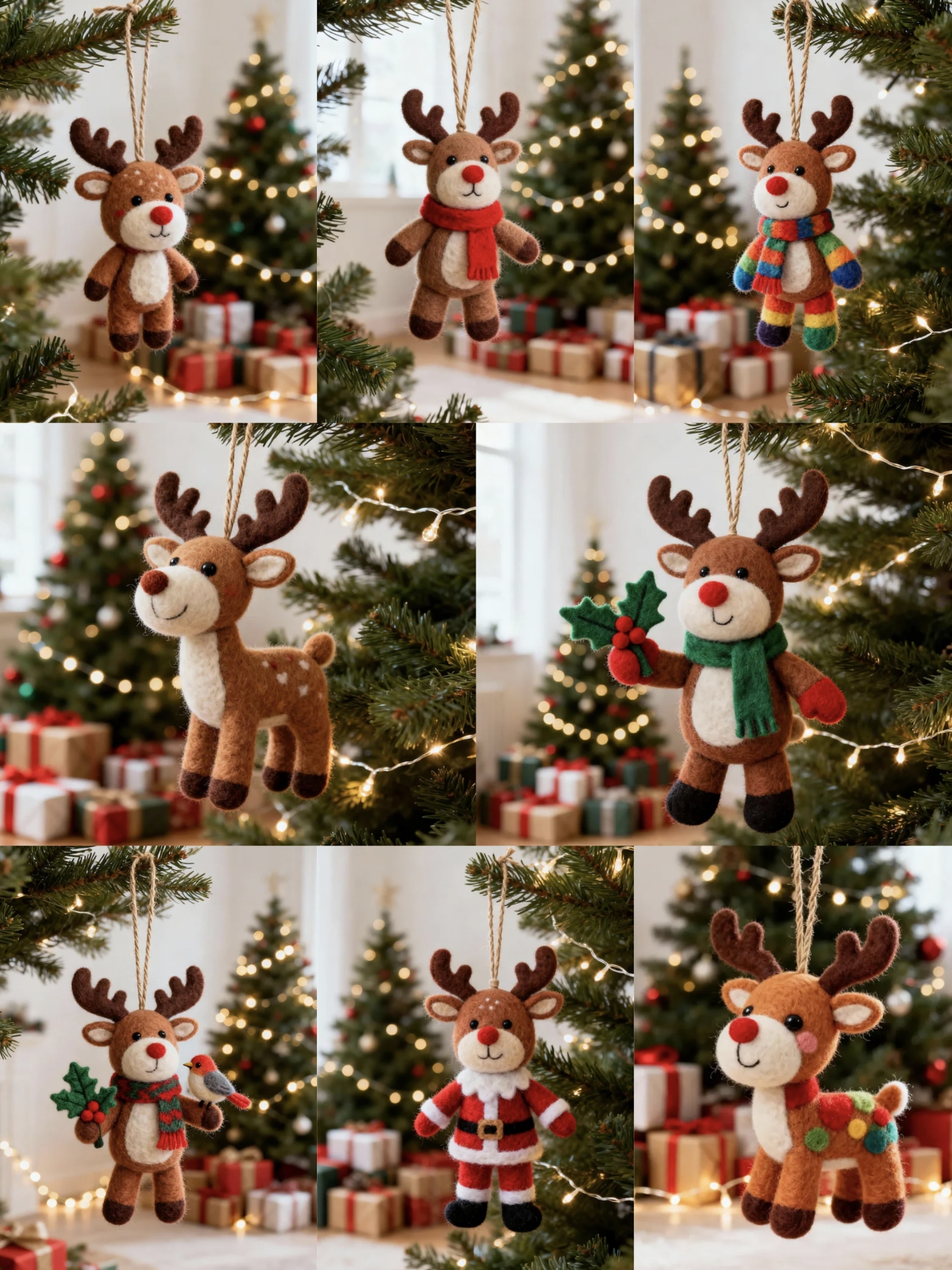 🦌 Handmade Felt Wool Reindeer Ornament —🎁Eco-Friendly & Heartwarming Holiday Decor✨ 