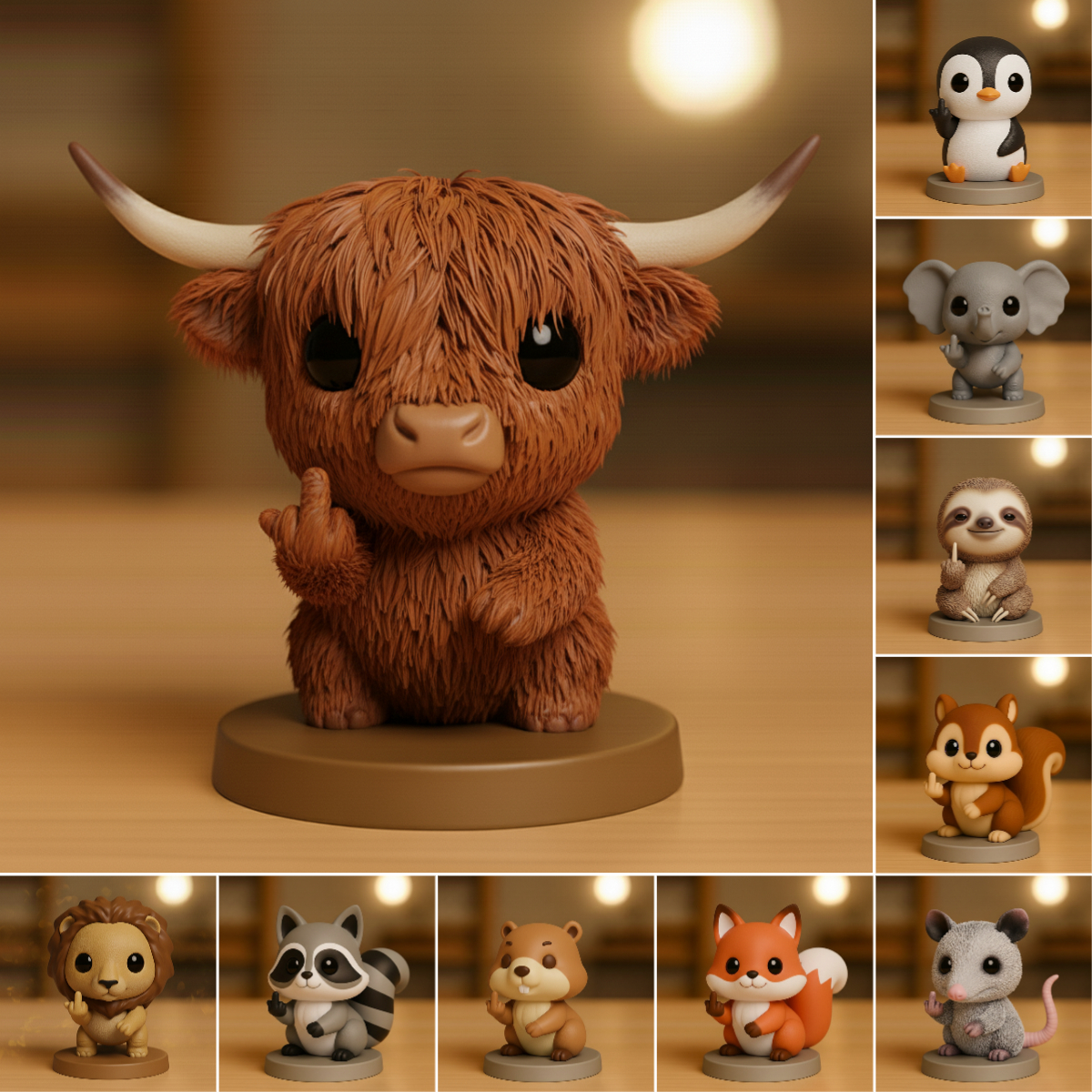 🖕😾 Sassy Animal Resin Figurines