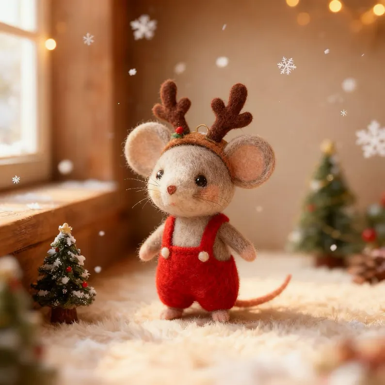 🐭Handcrafted Felt Christmas Mice