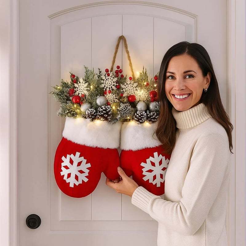 🎅✨Sparkling Christmas Mitten Wreath