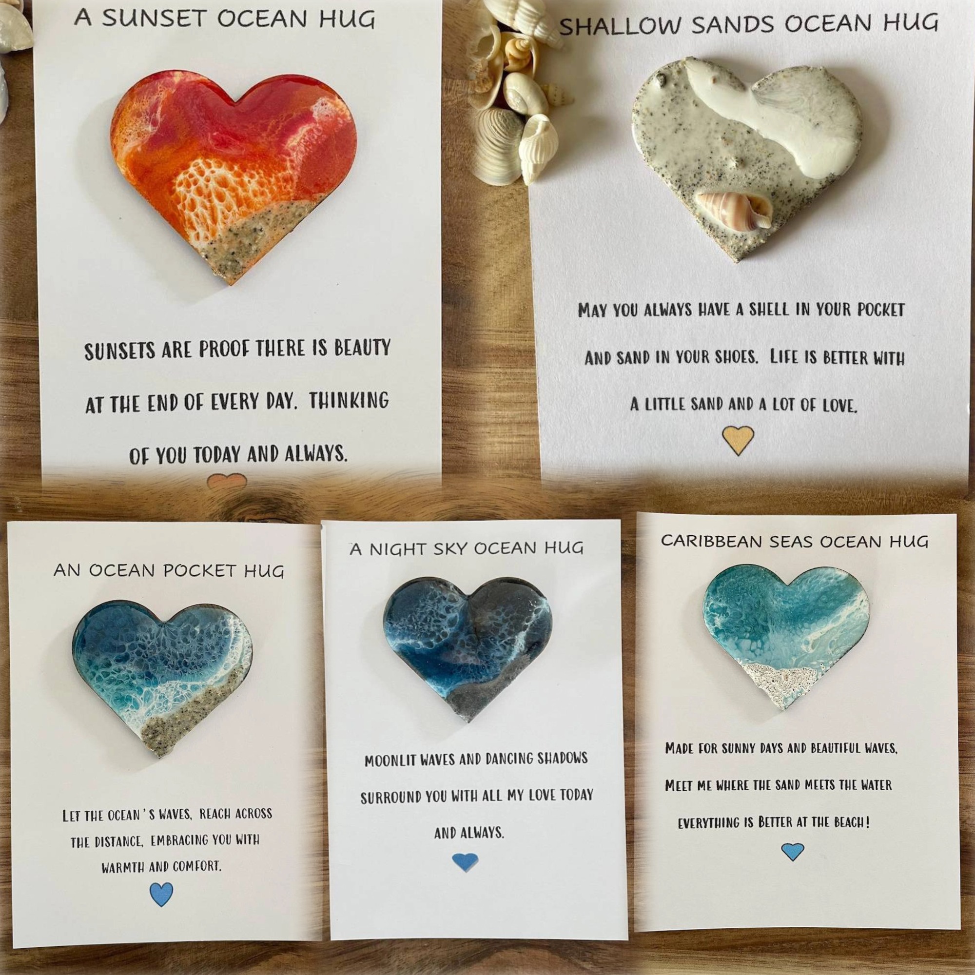 🌊Ocean Pocket Hug for Spreading Love to Family and Friends with Resin Ocean Art