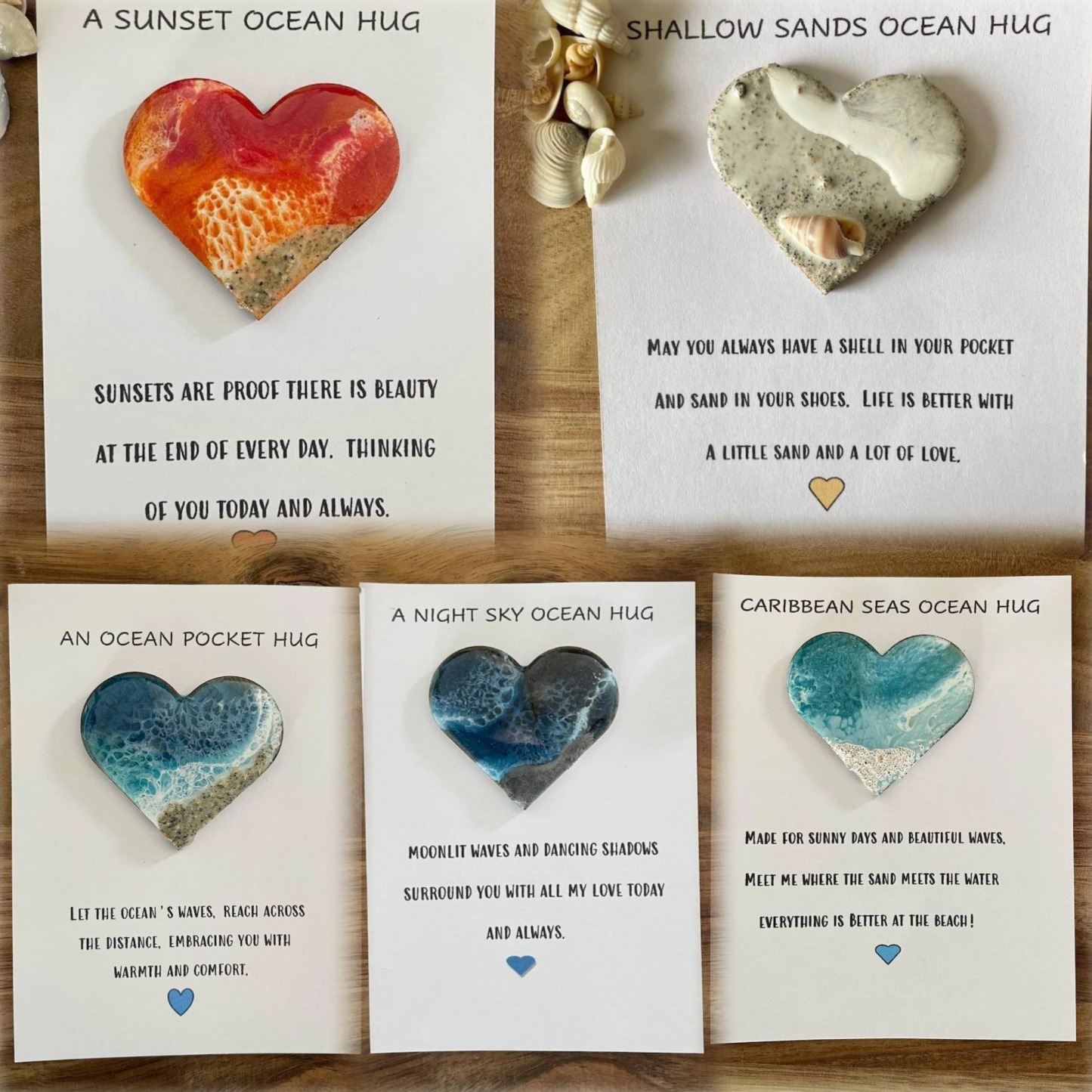 🌊Ocean Pocket Hug for Spreading Love to Family and Friends with Resin Ocean Art