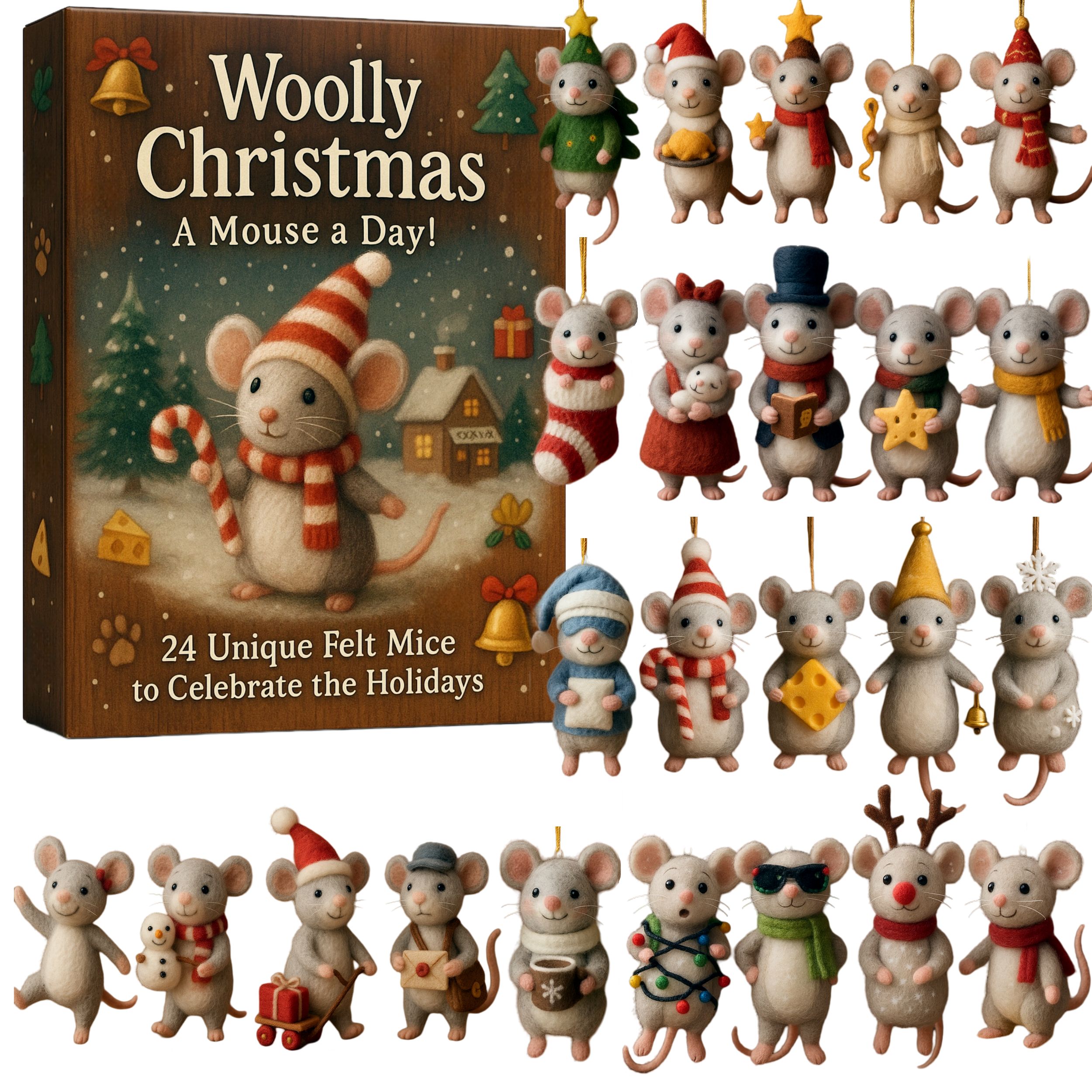 🎅Christmas Hot Sale 50% OFF—🐭Felt Mouse Advent Calendar 2025