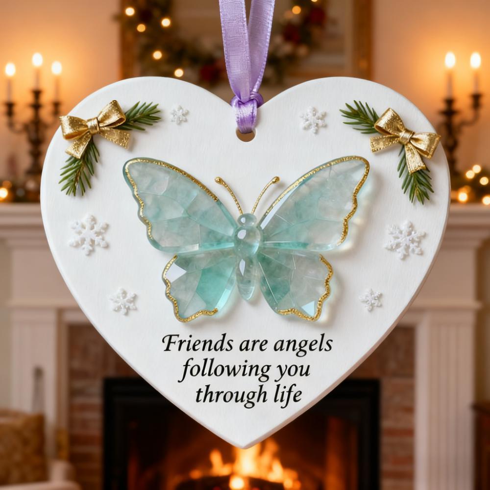 🦋Friends Are Angels Butterfly Christmas Ornament