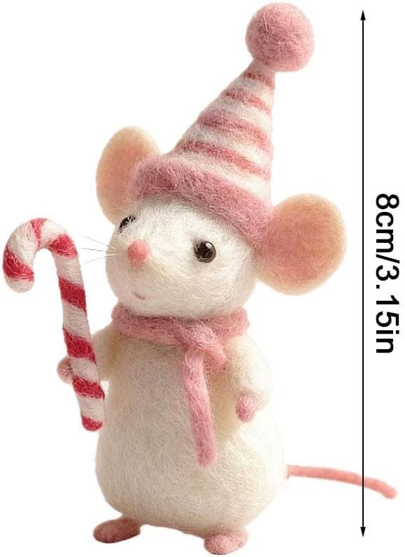 Christmas Felt Mouse Ornaments, Handmade Wool Felt Mouse with Santa, Cute Needle Felted Mice Figurine, Soft Felted Animal for Festive Home Décor, Gifts for Kids and Adults