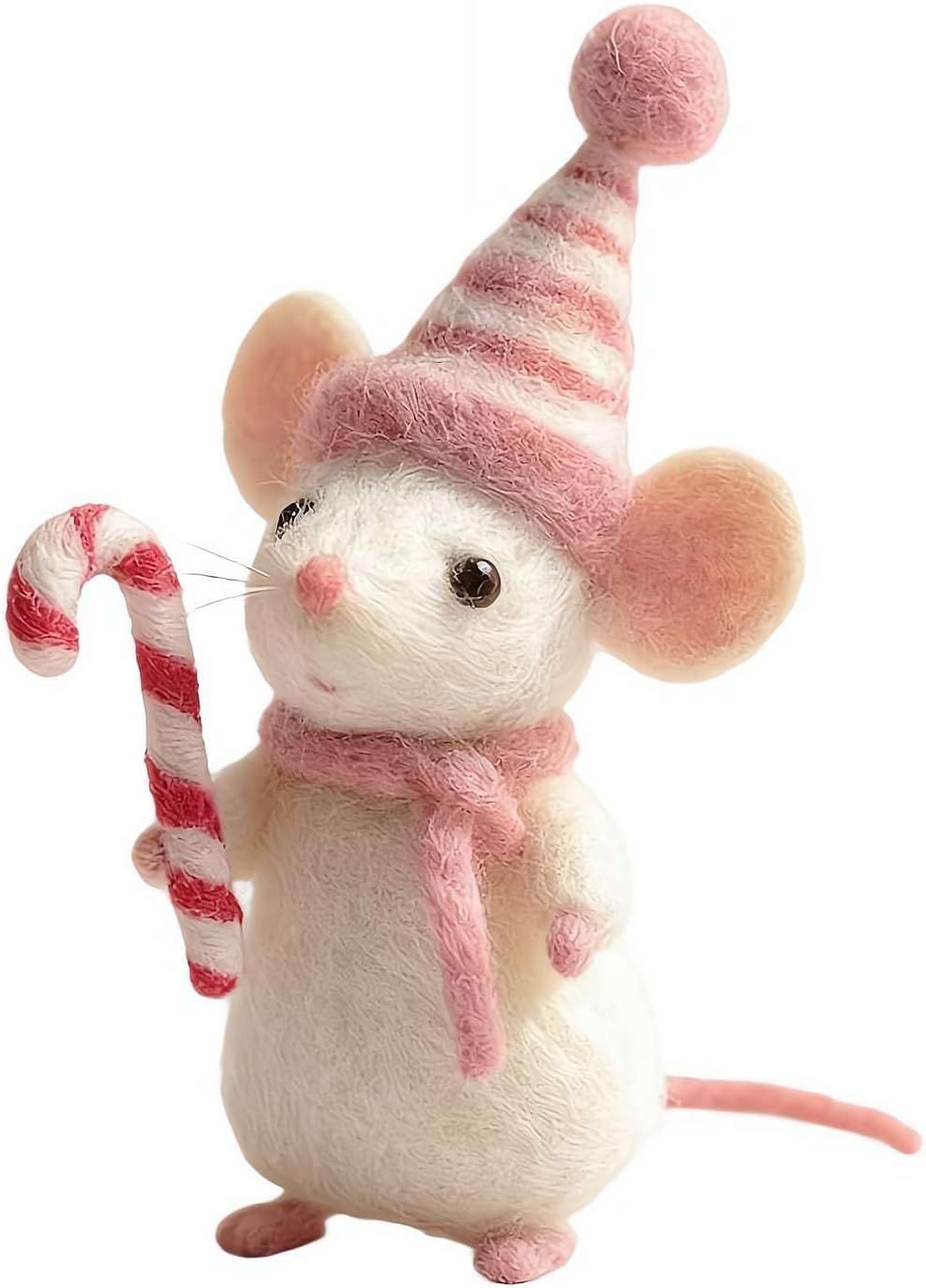 Christmas Felt Mouse Ornaments, Handmade Wool Felt Mouse with Santa, Cute Needle Felted Mice Figurine, Soft Felted Animal for Festive Home Décor, Gifts for Kids and Adults