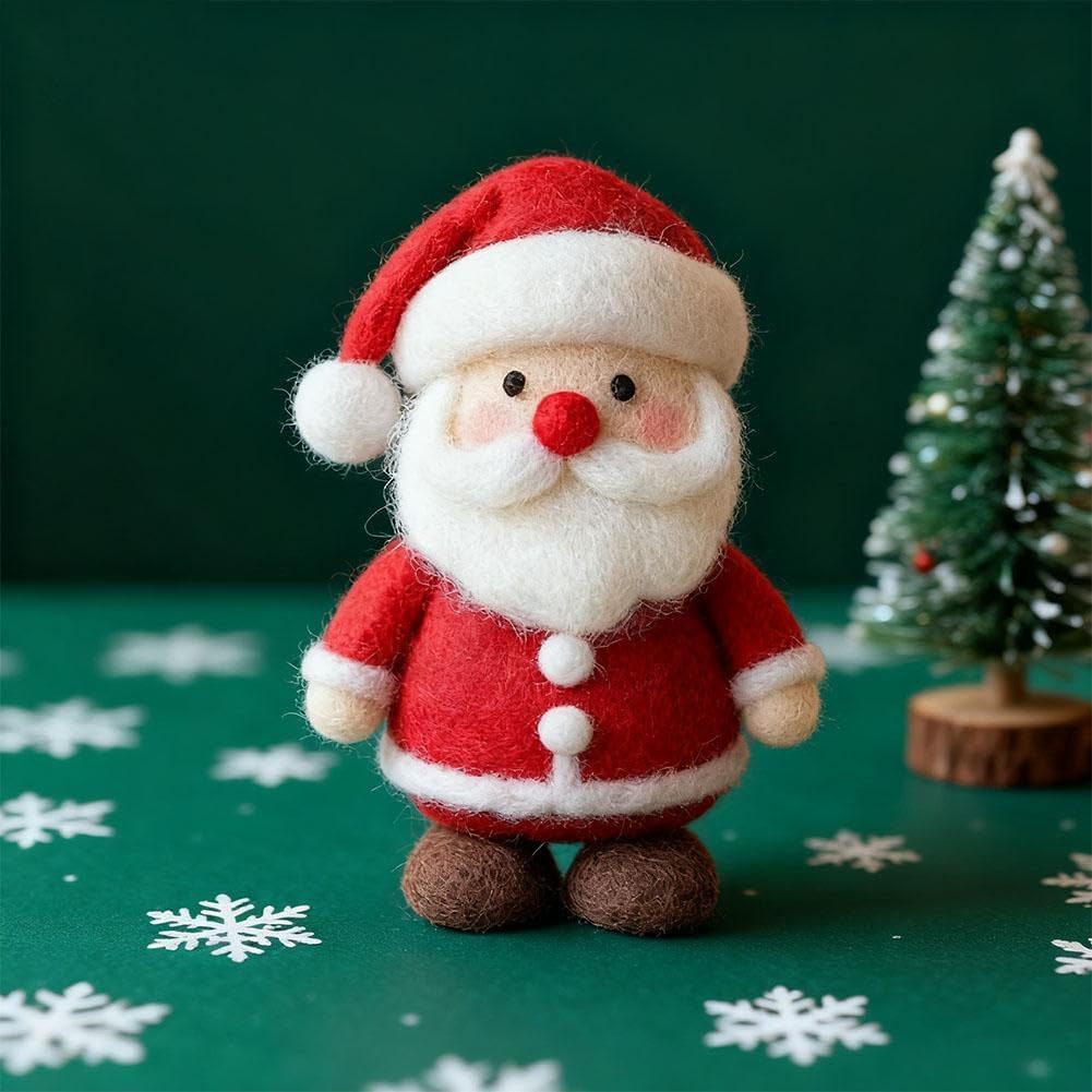 Christmas Felt Mouse Ornaments, Handmade Wool Felt Mouse with Santa, Cute Needle Felted Mice Figurine, Soft Felted Animal for Festive Home Décor, Gifts for Kids and Adults