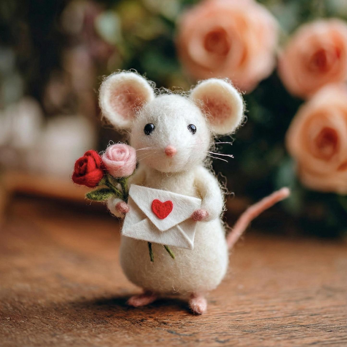 Needle Felted Mouse | Valentine's Day Gift💖