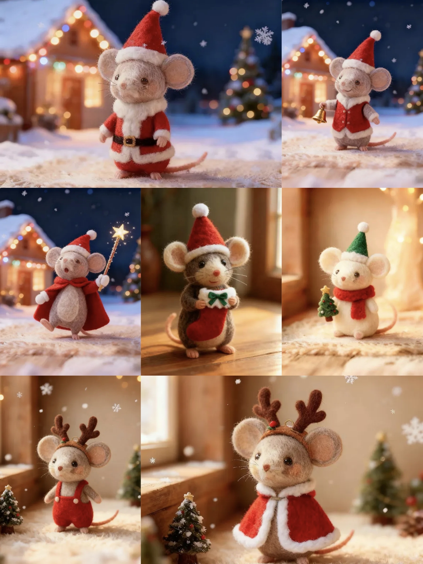 🎁 Handcrafted Eco-Friendly Felt Christmas Mice – Adorable Holiday Decorations🐭