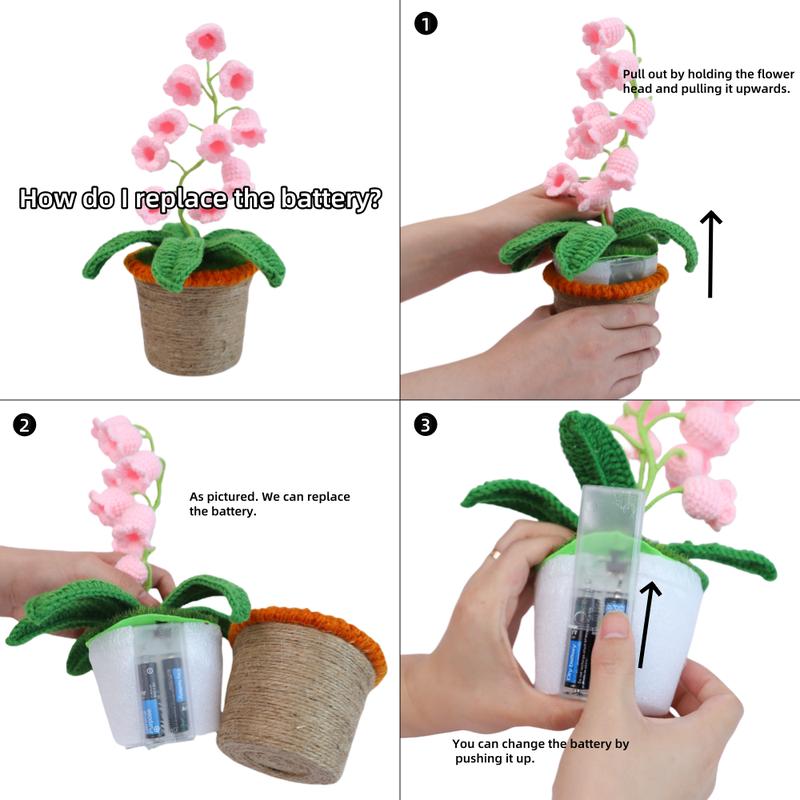 Handmade Crocheted Halloween Lily of the Valley LED Lantern | Multi-color lighting + DIY Spooky Card | Pumpkin Party Prop/Christmas Decor/Heartfelt Valentine's Gifts/Mother&rsquo;s Day Gift Handmade Flower Lamp Bedside Nightlight