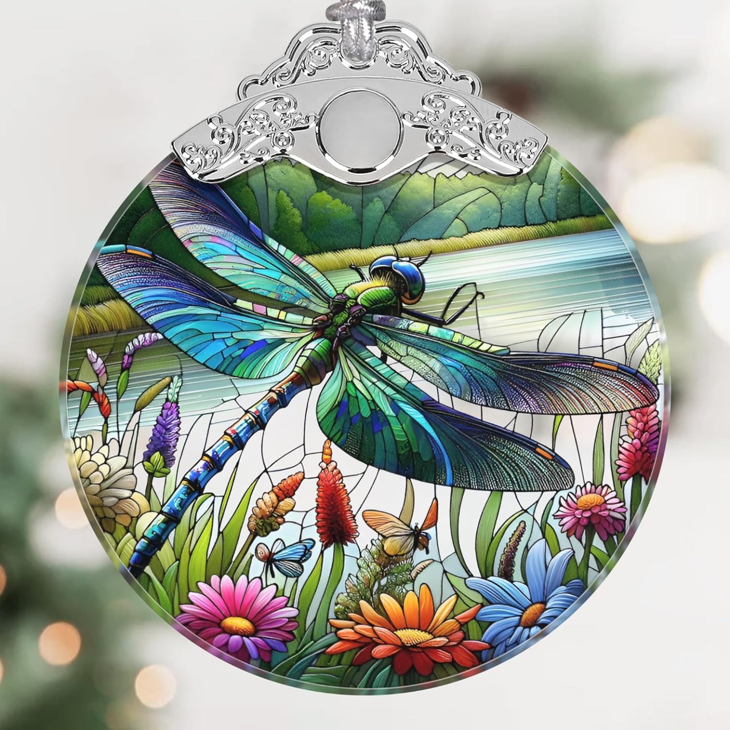 Sun Moon Stained Glass Hanging Ornament - Christmas Tree Decoration Idea