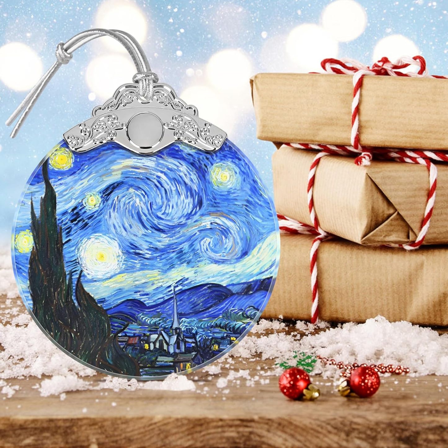 Sun Moon Stained Glass Hanging Ornament - Christmas Tree Decoration Idea