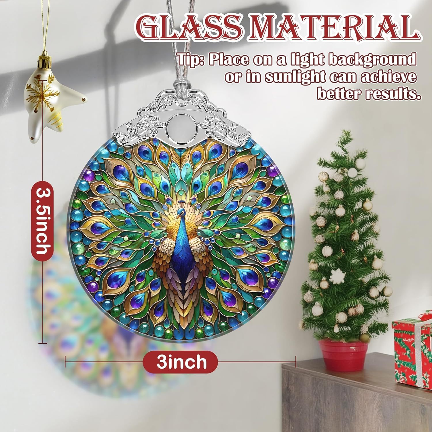 Sun Moon Stained Glass Hanging Ornament - Christmas Tree Decoration Idea