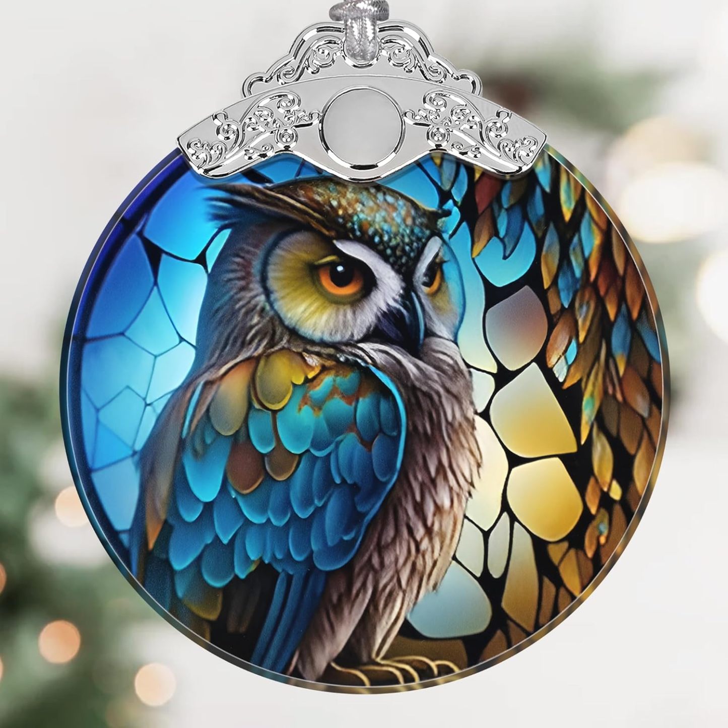 Sun Moon Stained Glass Hanging Ornament - Christmas Tree Decoration Idea