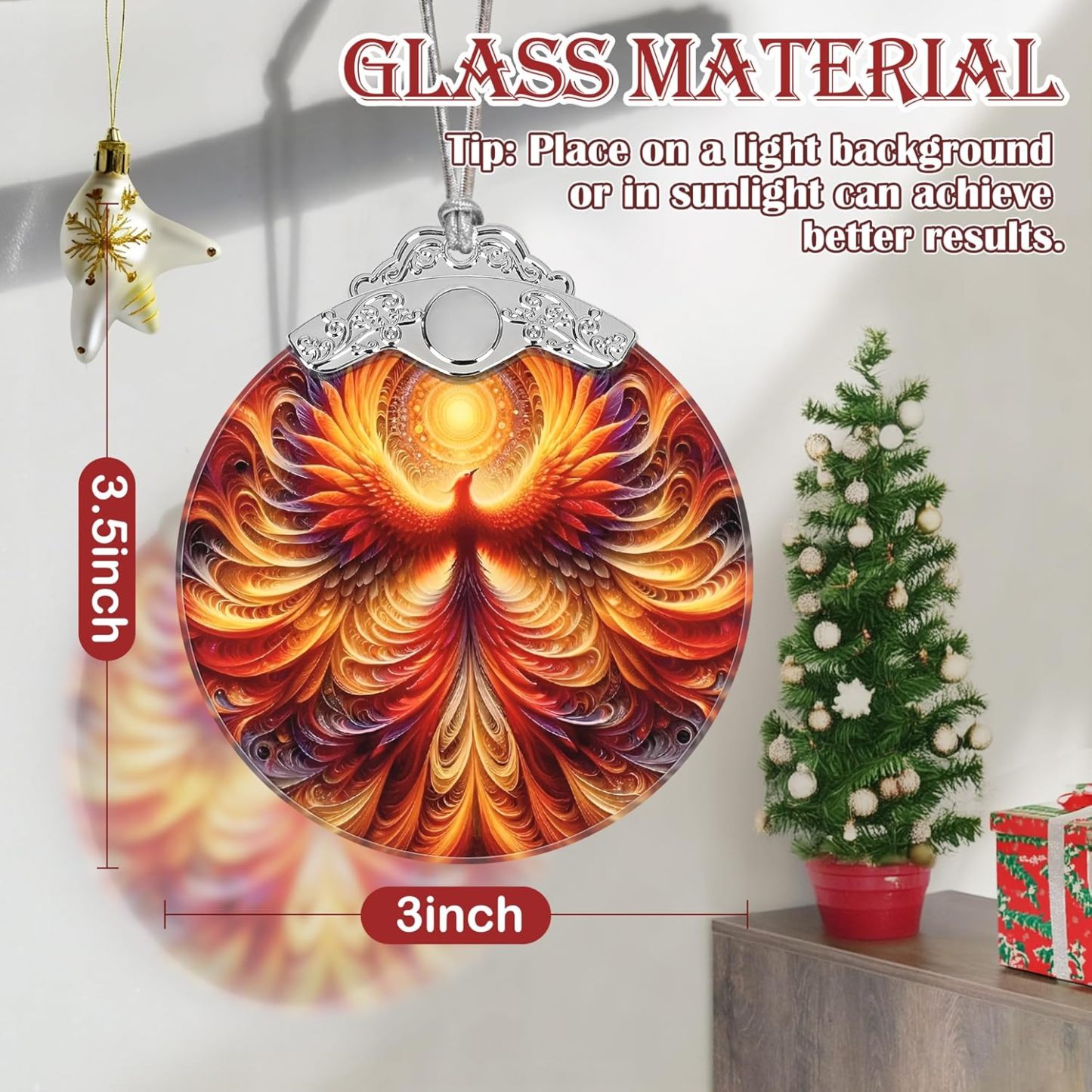 Sun Moon Stained Glass Hanging Ornament - Christmas Tree Decoration Idea