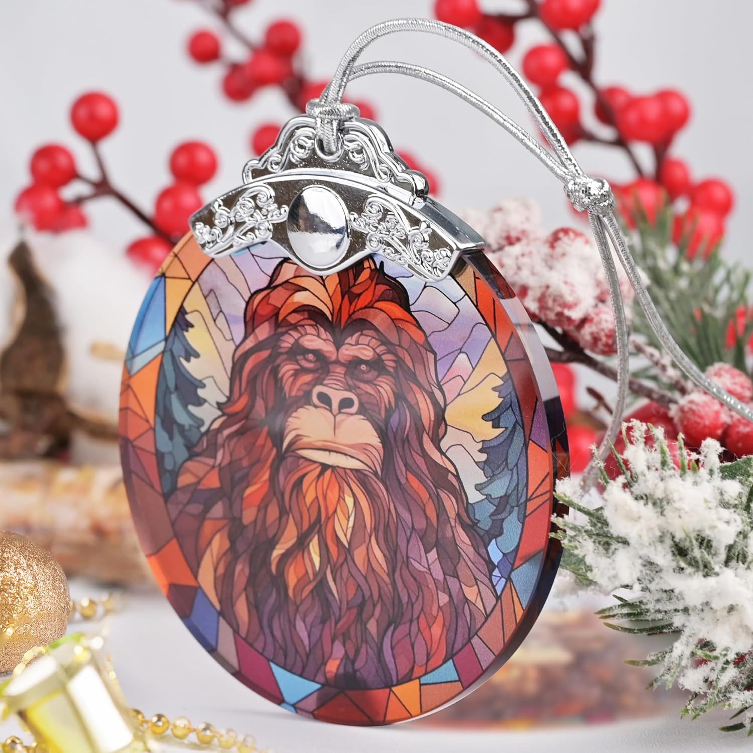 Sun Moon Stained Glass Hanging Ornament - Christmas Tree Decoration Idea