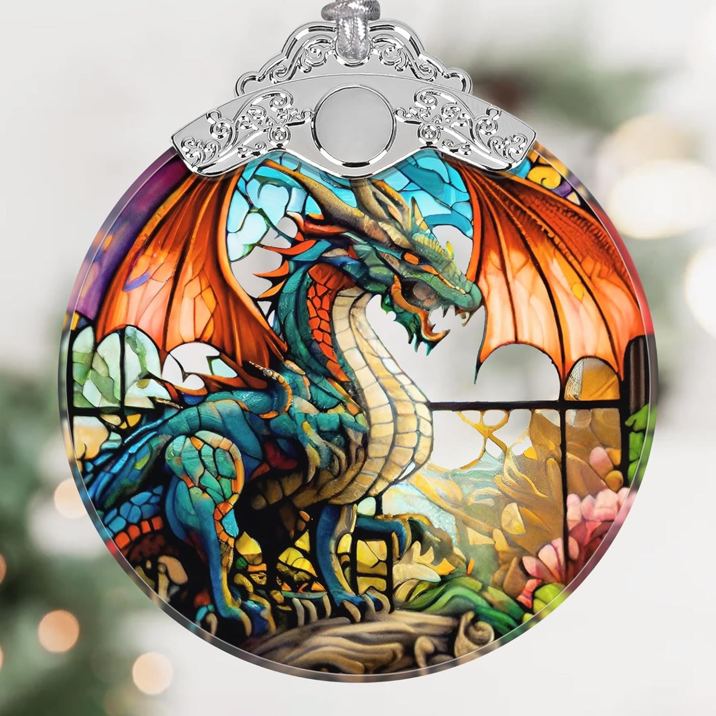 Sun Moon Stained Glass Hanging Ornament - Christmas Tree Decoration Idea