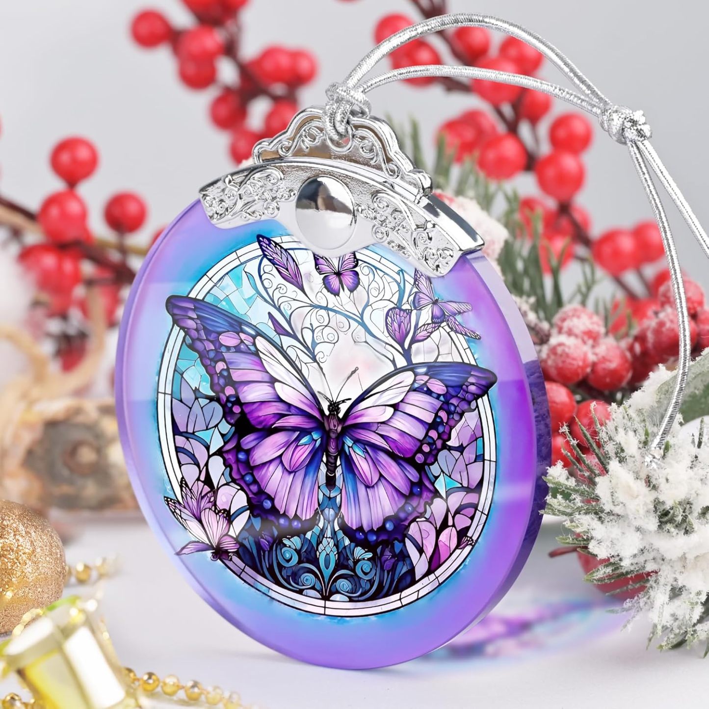 Sun Moon Stained Glass Hanging Ornament - Christmas Tree Decoration Idea